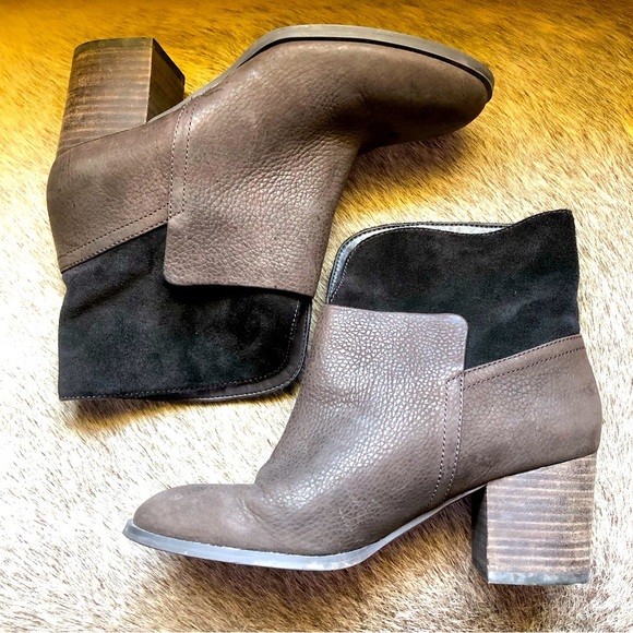 Nine West Dale ankle boot nubuck and suede leather dark chocolate color 7.5 - Picture 1 of 9